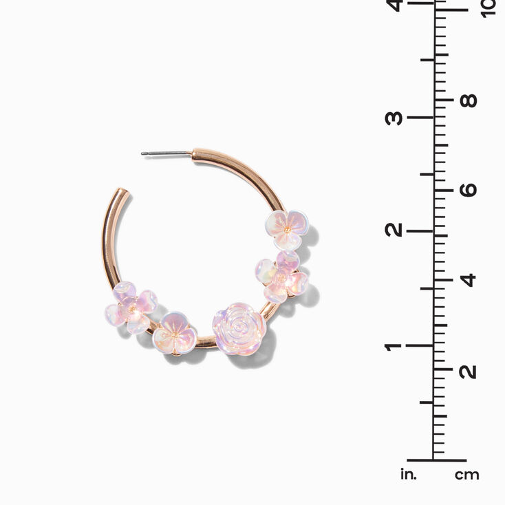 Pearlized Flower 50MM Gold-tone Hoop Earrings,