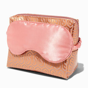 Medium Bronze Makeup Bag with Sleeping Mask,
