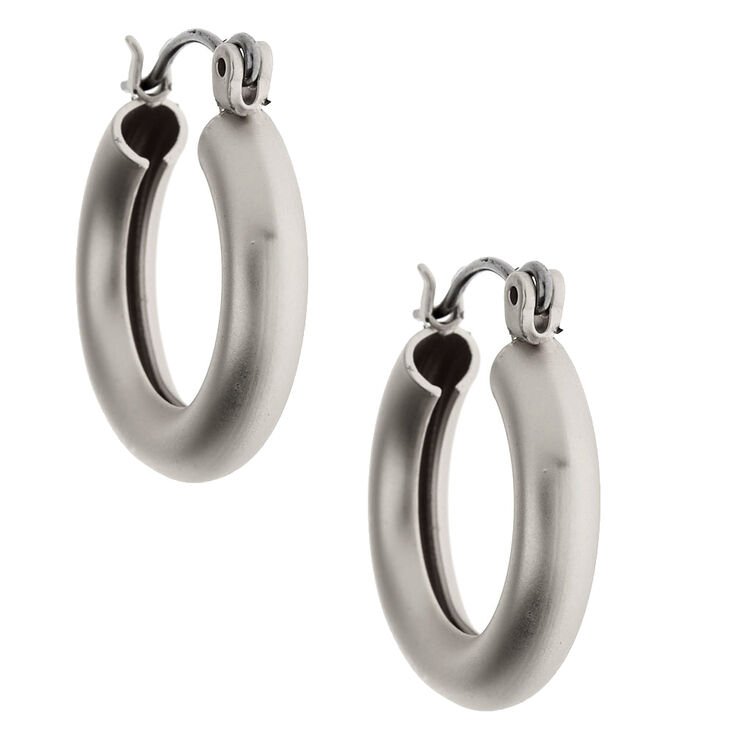 Silver 20MM Matte Hoop Earrings,