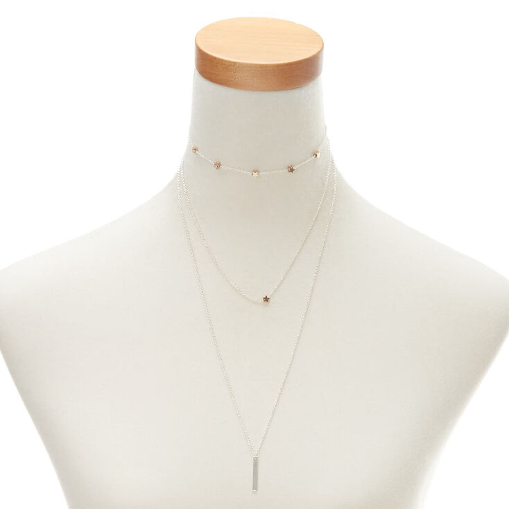 Mixed Metal Star Multi Strand Necklace,