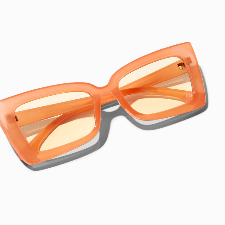 Solar Blue Light Reducing Orange Rectangular Cat Eye Clear Lens Frames,