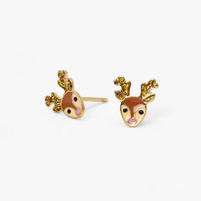 18kt Gold Plated Reindeer Stud Earrings,
