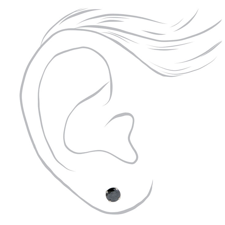 Stainless Steel 5mm Black CZ Studs Ear Piercing Kit with Ear Care Solution,