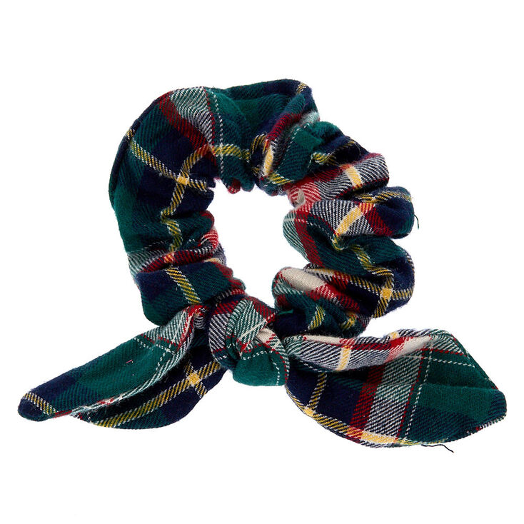 Green Plaid Knotted Bow Hair Scrunchie,