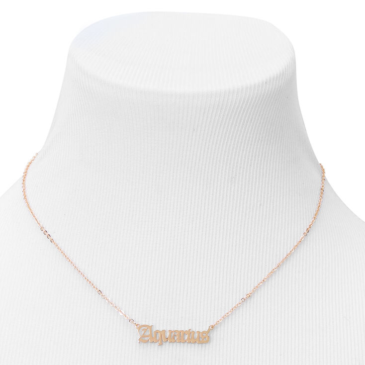 Gold Gothic Zodiac Pendant Necklace - Aquarius,