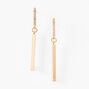 Gold 2&quot; Crystal Bar Drop Earrings,