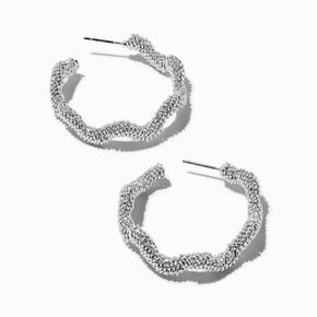 Silver-tone Mesh Squiggle 40MM Hoop Earrings,