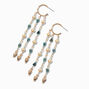 Gold-tone Beach Beaded Fringe Hoop 3&quot; Drop Earrings ,