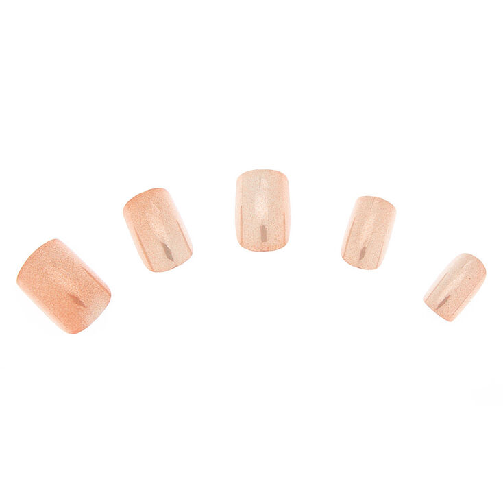 Chrome Faux Nail Set - Nude, 24 Pack,