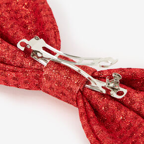 Christmas Sequin Hair Bow Clip - Red,