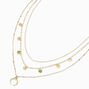Gold Medallion Horn Multi Strand Choker Necklace,