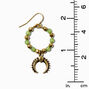 Jade Green Beaded Gold Hoop 1.5&quot; Drop Earrings,