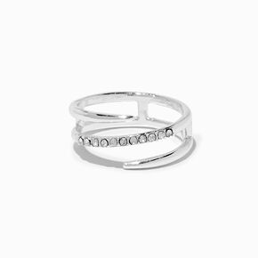 Silver-tone Crystal Twisted Ring,