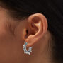 Silver 20MM Spike Crystal Hinge Hoop Earrings,