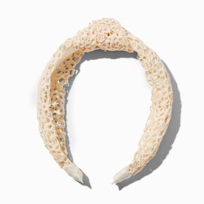 Ivory Eyelet Knotted Headband,