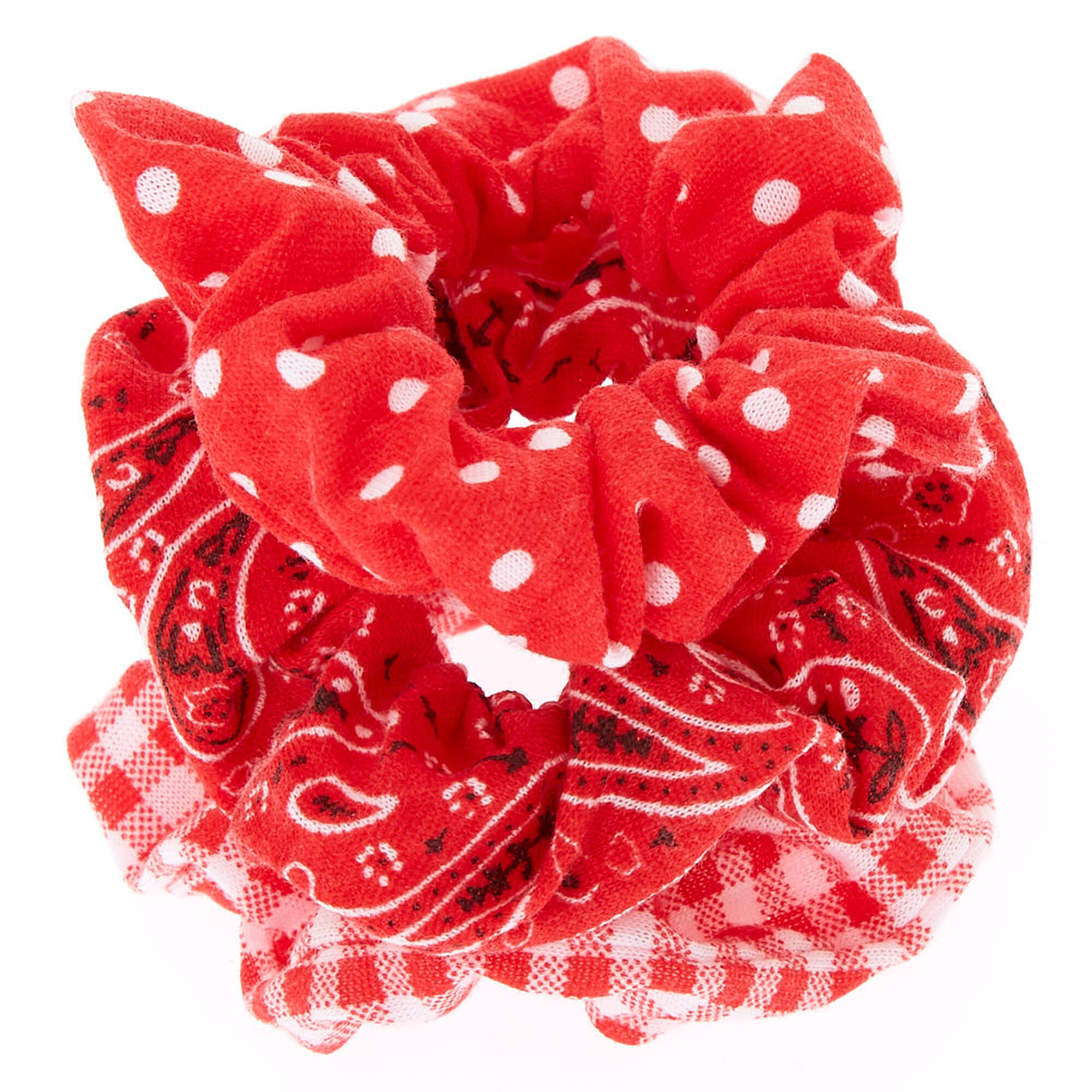 Bandana Print Mix Hair Scrunchies Red, 3 Pack Icing US