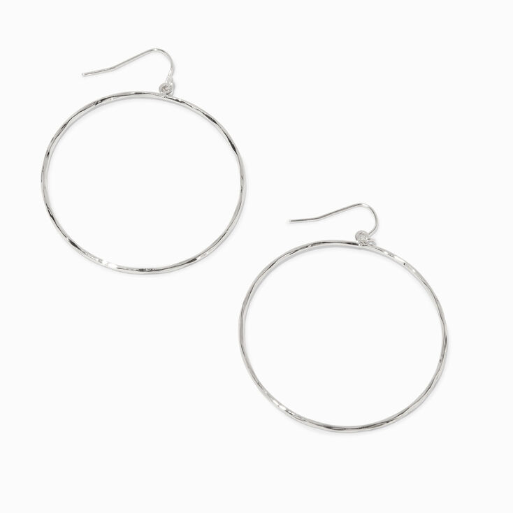 Silver 1&#39;&#39; Circle Hoop Drop Earrings,