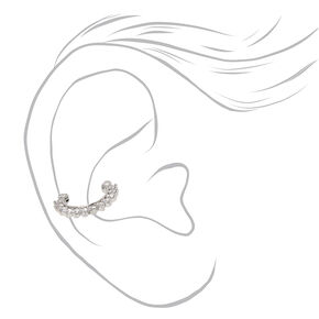 Silver 14G Crystal Daith Clicker Hoop Earring,