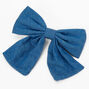 Blue Denim Large Hair Bow Clip,
