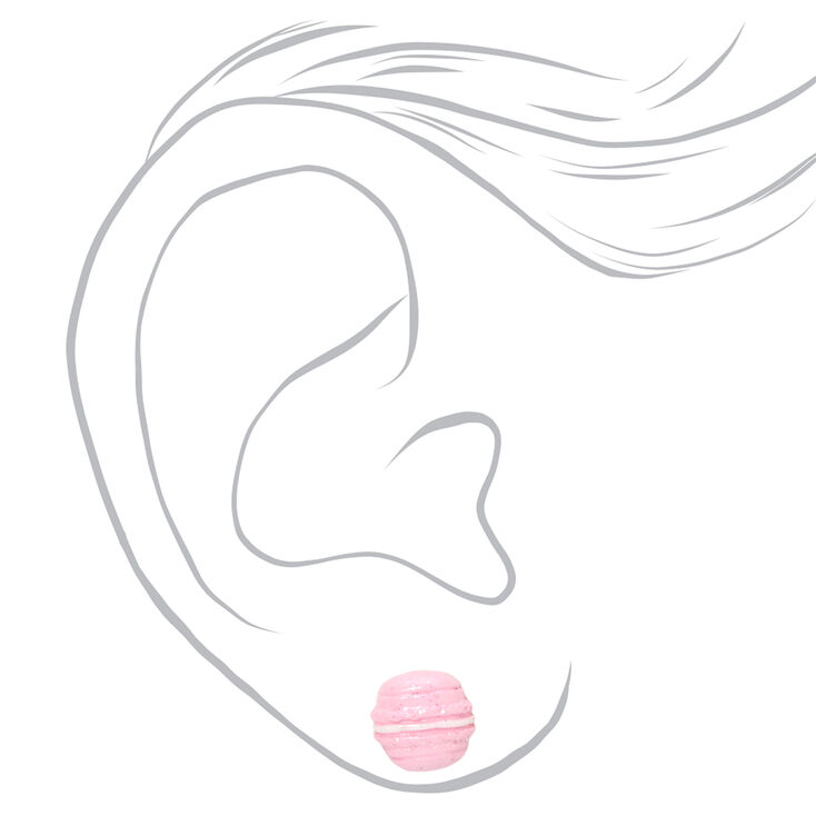 Sterling Silver Pink Macaron Stud Earrings,