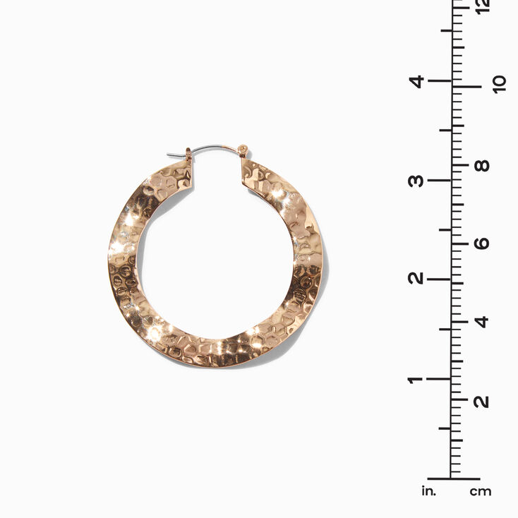 Gold-tone Wavy Hammered 50MM Hoop Earrings,