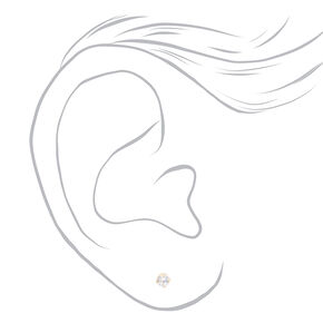 14kt Yellow Gold 3mm CZ Single Stud Ear Piercing Kit with Ear Care Solution,