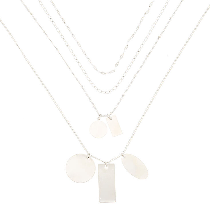 Silver Dog Tag Pendant Necklaces - 4 Pack,