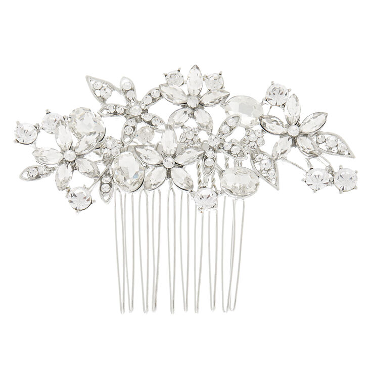 Silver Rhinestone Bouquet Hair Comb,