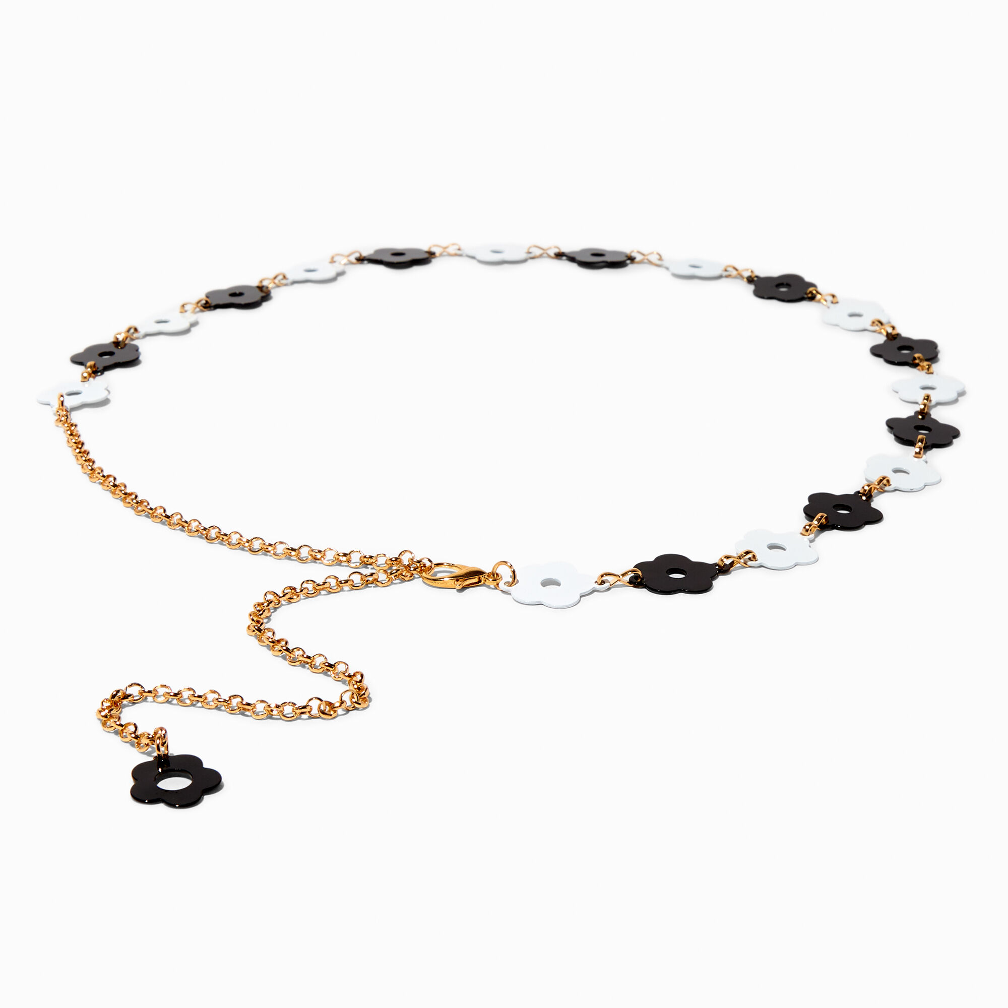 Black White Daisy Chain Link Belt Icing US
