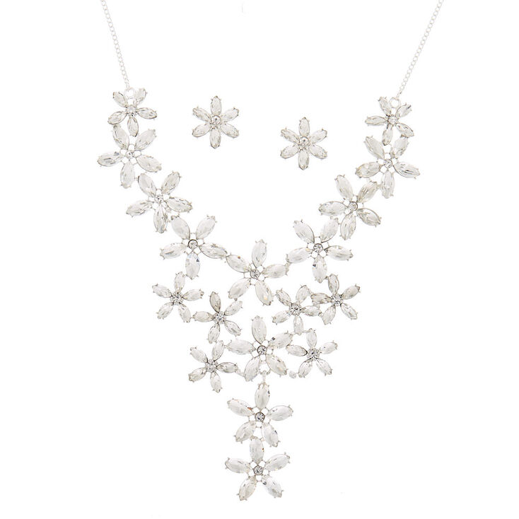 Silver Rhinestone Petal Jewelry Set - 2 Pack,