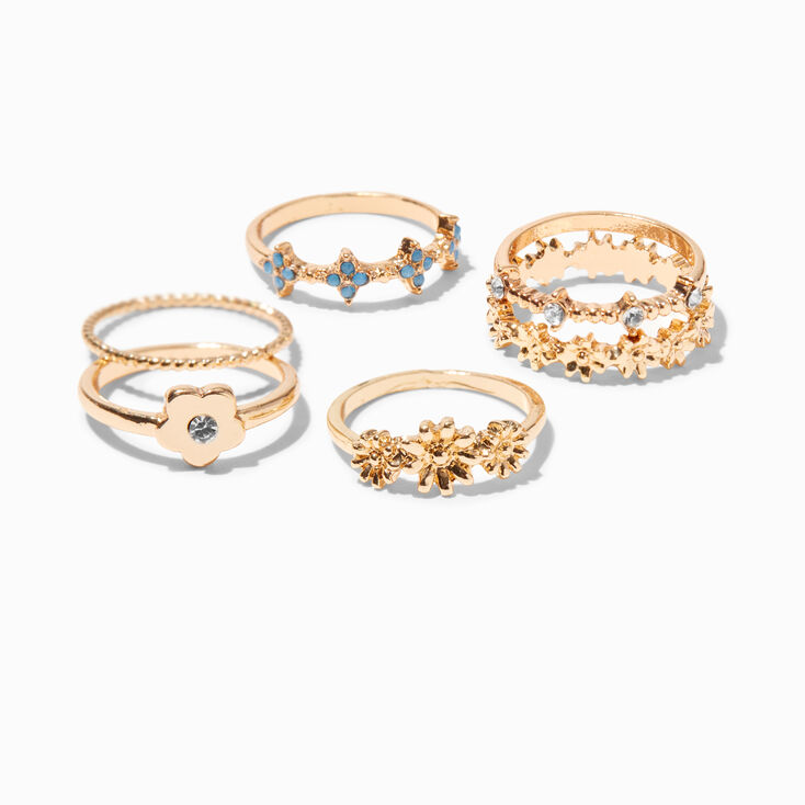 Gold Daisy Flower Rings - 6 Pack,