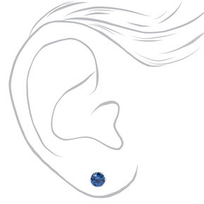 Blue Cubic Zirconia Round 5MM Stud Earrings,