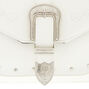 Faux Leather White Western Buckle Crossbody Bag,