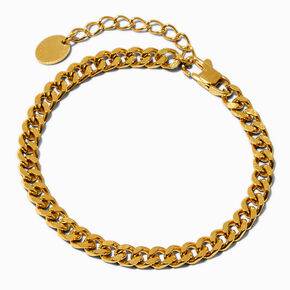 Gold-tone Stainless Steel 6MM Curb Chain Bracelet,