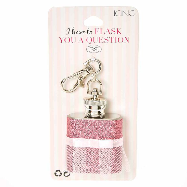 Pink Bridesmaid Flask Keychain,