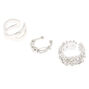 Silver Crystal Ball Ear Cuffs - 3 Pack,