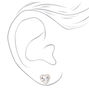 Silver Heart Cubic Zirconia Halo Stud Earrings,