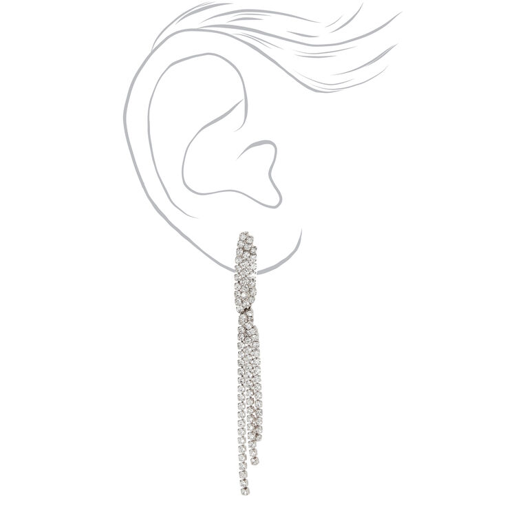 Silver Twisted Fringe 16&quot; Necklace &amp; 3&quot; Drop Earrings Jewelry Set - 2 Pack,