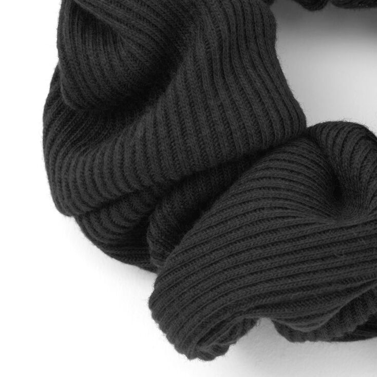 Medium Ribbed Hair Scrunchie - Black,