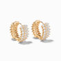 Gold 20MM Spike Cubic Zirconia Hinge Hoop Earrings,