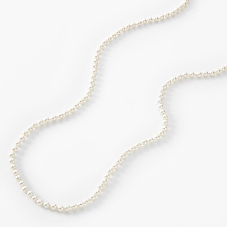 Long Faux Pearl Necklace - White