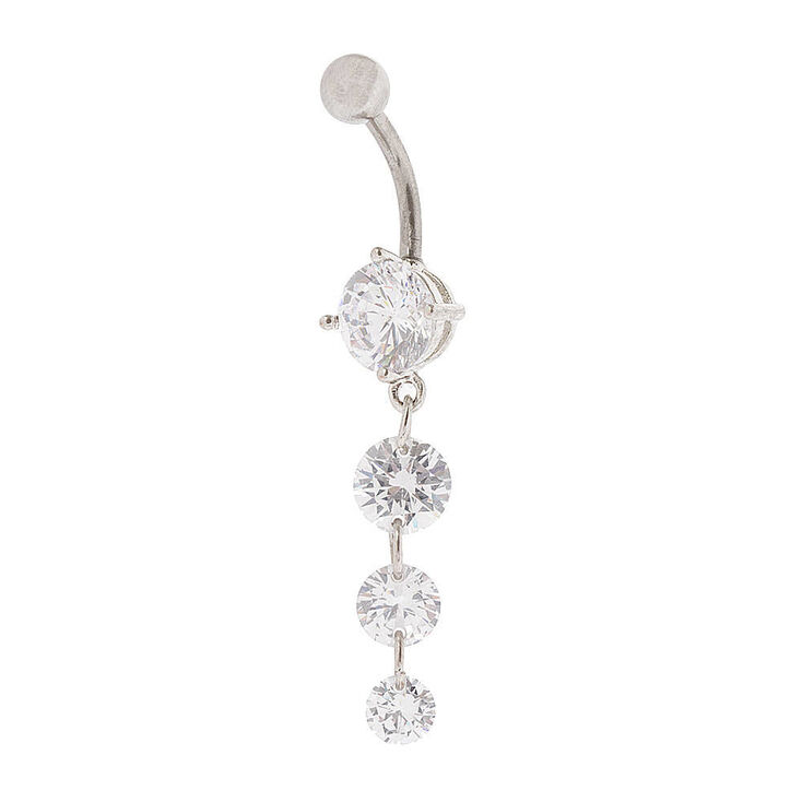 14G Cubic Zirconia Dangle Belly Ring,