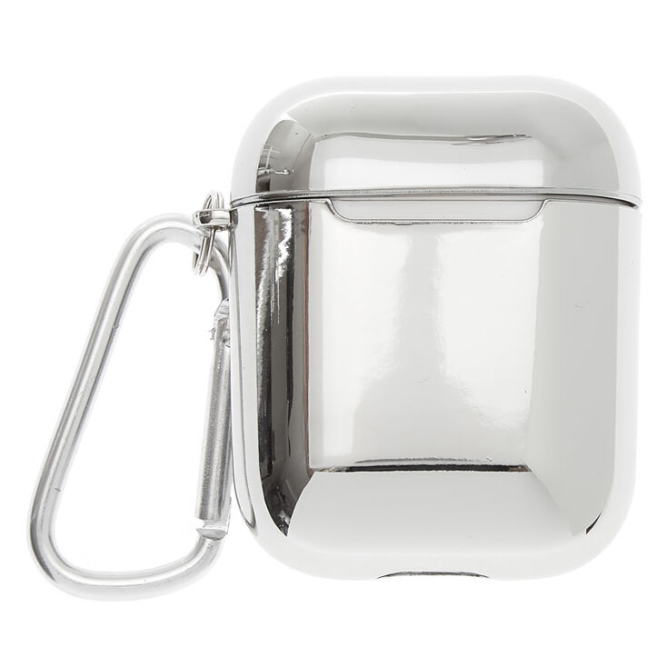 Metallic Silver Earbud Case Cover - Compatible With Apple Airpods,