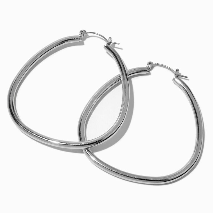 Silver Oval 50MM Hoop Earrings,