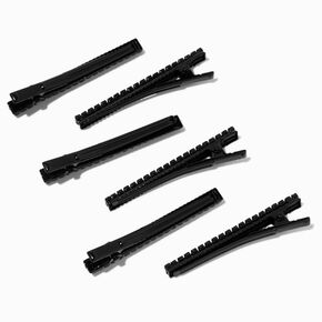 Jet Black Alligator Hair Clips - 6 Pack,