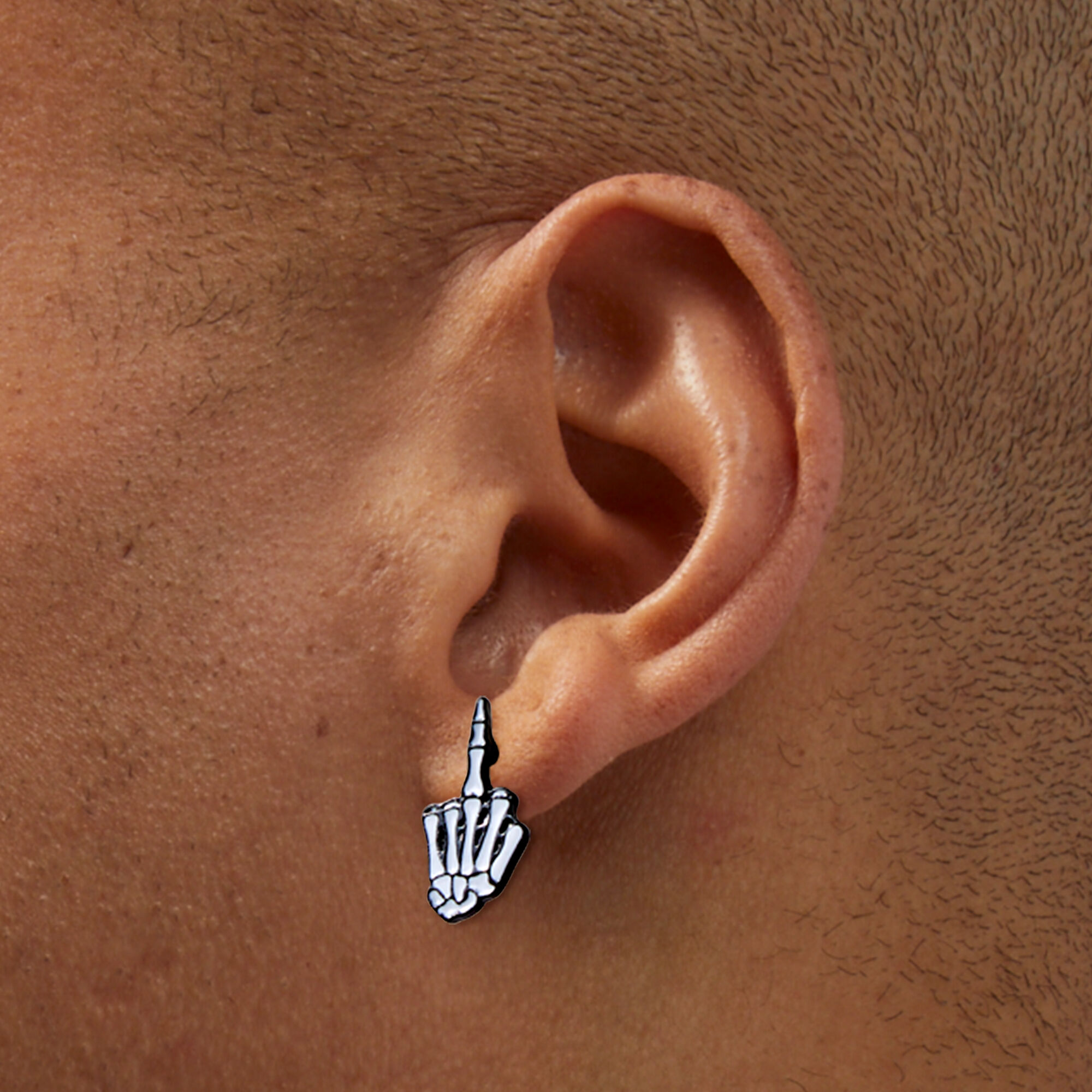 Skeleton Middle Finger Stud Earrings Icing US