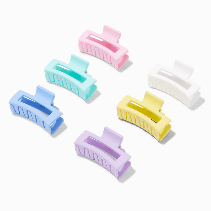 Pastel Rainbow Rectangle Hair Claw - 6 Pack,