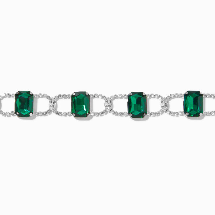 Emerald Green Gemstone &amp; Crystal Choker Necklace,