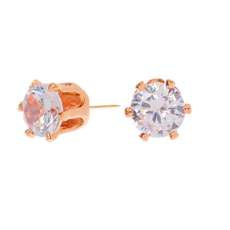 18kt Rose Gold Plated Cubic Zirconia 5MM Round Stud Earrings,