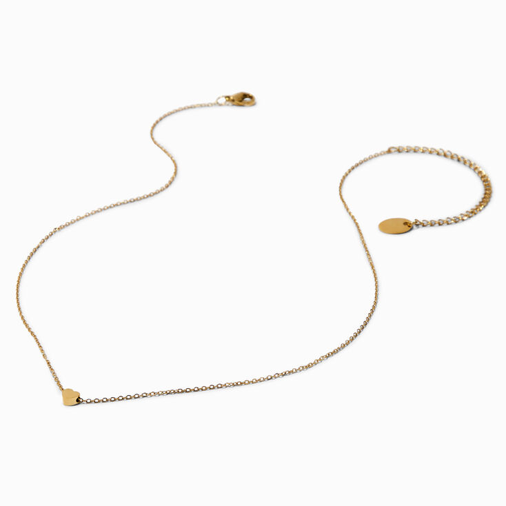 Gold-tone Stainless Steel Heart Pendant Necklace,